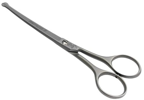 Hochwertige Hundeschere/Fellschere von NTS-Solingen 18 cm lang, matte & gebogene Ausführung, aus rostfreiem Edelstahl - Pfotenschere Hundefellschere Hundeschere mit Sicherheitsspitze