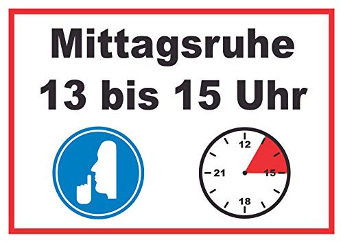 HB-Druck Mittagsruhe 13 bis 15 Uhr Schild A1 Rückseite selbstklebend