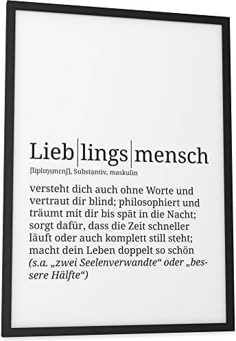 Papierschmiede® Definition: Lieblingsmensch, 30x40 cm, Poster für Wohnzimmer, Schlafzimmer, Küche, Esszimmer, Wandbild Geschenk Wanddeko - ohne Rahmen