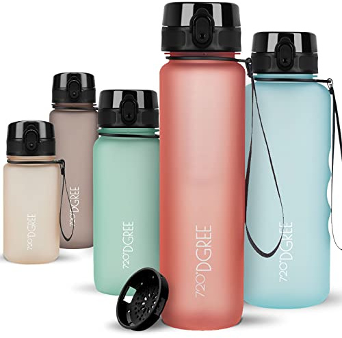 720°DGREE Trinkflasche ”uberBottle” – BPA-Frei, 6 Größen, über 40 Farben | Leichte Premium Tritan Sportflasche mit Sieb - Wasserflasche für Sport, Kinder, Schule, Fahrrad, Büro, Uni, Outdoor, Alltag