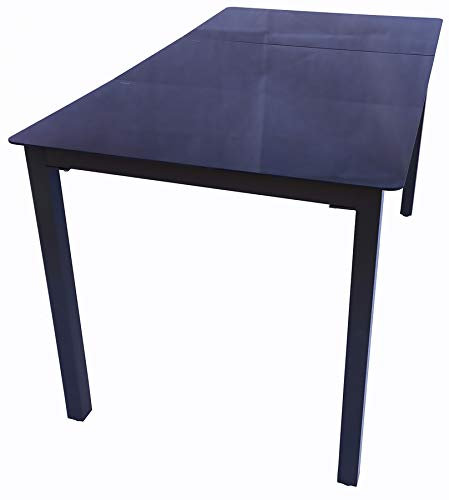 VCM Aluminium Glas Gartentisch Esstisch Balkontisch Campingtisch Gartenmöbel SW 140, Schwarzglas