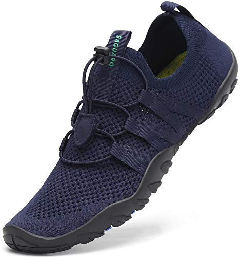 SAGUARO Badeschuhe Herren Wasserschuhe Männer Strandschuhe Damen Aquaschuhe Neoprenschuhe rutschfeste Schwimmschuhe Blauschwarz 42 EU
