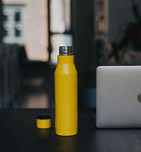 Stainless Steel Vacuum Insulated Water Bottle Flask Zero Waste Plastic Free BPA-Free for Work Outdoors Sports Work Hiking Double Walled Simple Design in Yellow - 500ml/18oz
