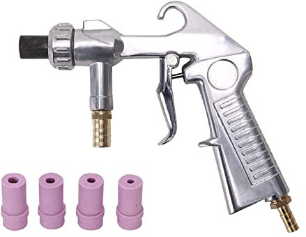Shoze Sand Blasting Gun Handheld Sand Blaster Sandblaster with 4.5mm 5mm 6mm 7mm Ceramic Nozzles for Decorate Removing Surface Paint Stains Rust