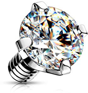 Paula & Fritz® Aufsatz-Dermal Anchor 5 mm Zirkonia klar 316L Chirurgenstahl 1,6 mm Gewinde Haut-Anker Skin Diver Implantat Kugel