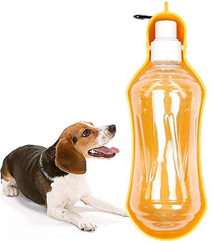 Gourde pour Chien Voyage Bouteille d Eau pour Chien Chien Bouteille d'eau avec Bol Chien Voyage Accessoires Chien Marche Accessoires Yellow,500ml