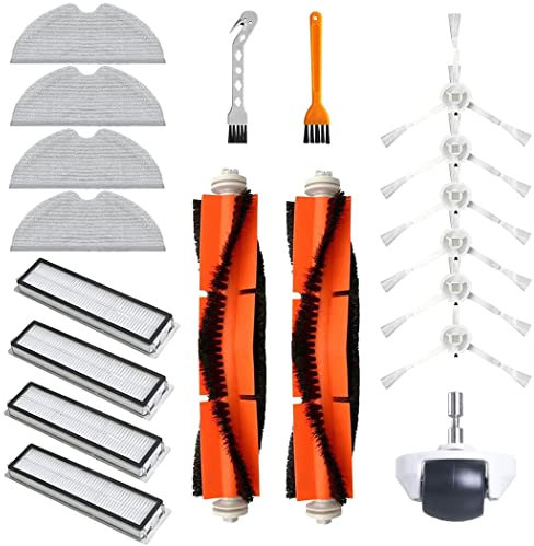 Kit d'accessoires de 17 pièces pour aspirateur Dreame D9, comprend 1 brosse principale, 6 brosses latérales, 4 filtres, 4 chiffons de serpillère, 2 brosses de nettoyage
