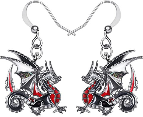 NEWEI Fantasy Emaille Dragons Ohrringe Cute Dragon Geschenke Drache Schmuck Charms für Damen Frauen Mädchen (Ebenholz Schwarz)