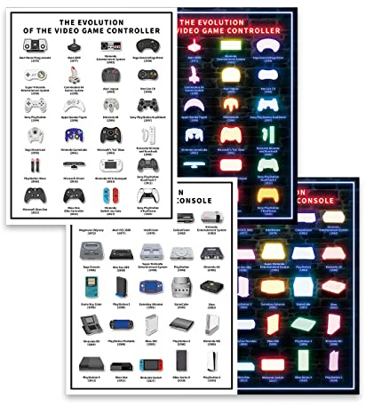 HOMIEVAR Lot de 2 télécommandes de jeu néon et console de jeu pour chambre à coucher, affiche rétro pour salle de frère 30,5 x 40,6 cm