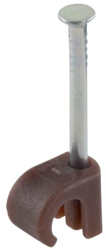 GTSE Round Brown Cable Clips, For Cables 3-5 mm, Box of 100, Skirting Wire Nail Clips, Cable Tacks for Ethernet, Electrical Cables, Walls