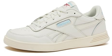 Reebok Court Advance Womens Sneakers - Casual Fashion White Sneakers for Women, Tennis Women's Shoes Size 5 to 11, Chalk/Blue Pearl/Vector Red, 7.5