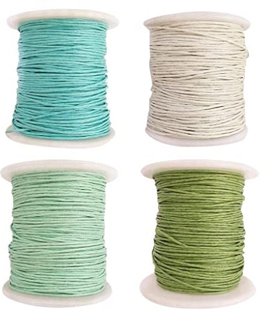 Sharplace 4 Rollen Gewachste Baumwollschnur Wachsband Baumwollkordel 1MM x 80M Gewachste Kordel für Armbänder Schmuckherstellung Halsketten Perlenfaden DIY Handwerk - Farbe 4