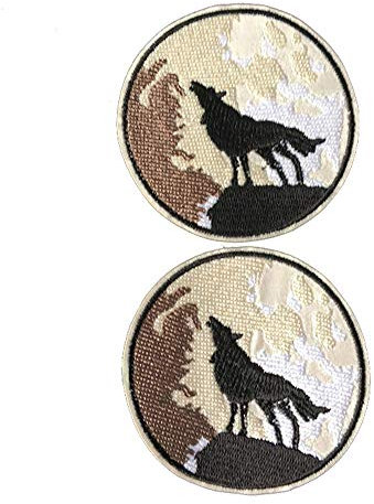 2 Stück Wolf rund Stickerei Applikation Patches, Hand DIY Zubehör Aufnäher, Zum Aufnähen Patches, Coole Aufnäher für Dekor T-Shirt, Rucksack, Jeans, Jacke, Mütze, Schuhe