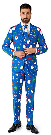 OppoSuits Weihnachtsanzug für Herren - Weihnachten Icons Outfit - Tailliertes Outfit - Festlichkeit Blau