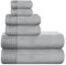GLAMBURG Ultra Soft 6er-Pack Baumwoll-Handtuch-Set, enthält 2 übergroße Badetücher 70 x 140 cm, 2 Handtücher 40 x 60 cm und 2 Waschbetten 30 x 30 cm, Umweltfreundlich und 100% recycelbar, hellgrau