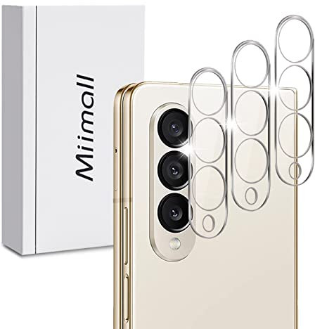 Miimall [3 Pack] Tempered Glass Camera Lens Protector for Samsung Galaxy Z Fold 4, Shatter-Resistant HD Clear 5H Hardness Anti-Fingerprint Camera Lens Protective Film Cover for Galaxy Z Fold 4-Clear