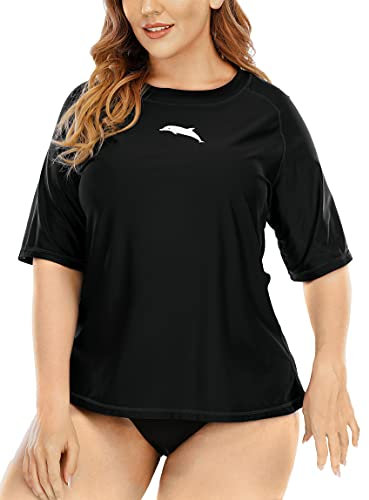 Halcurt Schwimmshirt Damen Übergröße UV Shirt Damen Kurzarm 3X