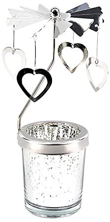 Uposao Rotierender Kerzenhalter Glas, Karussell Teelicht Teelichthalter Motiv Liebe Spinnen Teelicht Kerzenhalter Kerzenständer Weihnachtsdeko für Geburtstag Hochzeit Deko Wohnzimmer Tischdeko