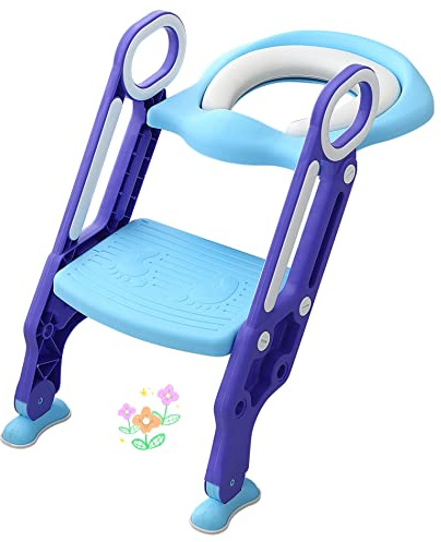 Adaptador WC Niños con Escalera Asiento Inodoro Niños Ajustable para Orinal Infantil Formación Seguro Antideslizante,Reductor WC niños Aseo Asiento Plegable Asiento de Inodoro para 1-7 niños