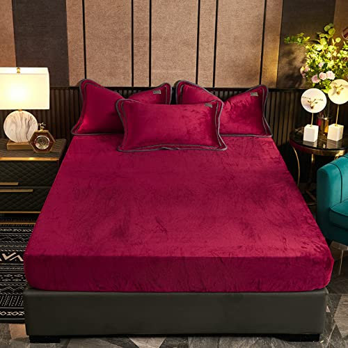 JIANINGHOME Spannbetttuch 200x220 Fleece Spannbettlaken Winter Samt Warm Kuschel Boxspringbett Frottee Bettlaken Biber Spannbetttuch