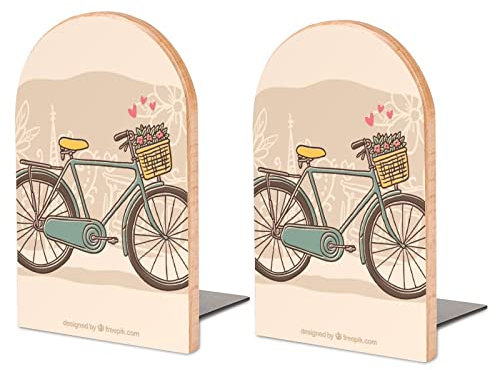 Packung Mit 2 Buchstützen Fahrrad Rutschfester Bücherständer Aus Holz Bücherregal Bücherhalter Für Home Desk Office Library