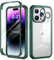 seacosmo Funda Papa iPhone 14 Pro MAX -6.7'' con Protector de Pantalla de Cristal Templado Incorporado y Lente de cámara [9H,HD], Carcasa Trasero Transparente Anti-Arañazos Antigolpes 360°- Verde