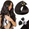 LaaVoo Haarverlängerung Echthaar Nanoring Braun Nano Beads Echthaar 50 cm Nano Extensions Echthaar Dunkelbraun Glatt Cold Fusion 50g #2
