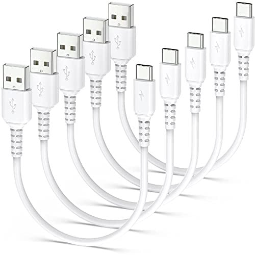 USB C Kabel Kurz[5Stück 30CM/0,3M], 3A Schnellladekabel USB A auf USB C Kurz Ladekabel für Samsung Galaxy S20 S10 S9 S8, A50 A51 A70 A71, Note 10 9 8, Xperia, Google, Android Auto-Weiß