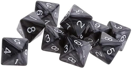 10 dadi poliedrici D8 a 8 facce, per giochi di ruolo come Dungeons and Dragons, idea regalo (nero)