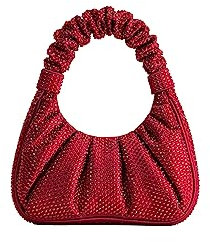 JW PEI Damen Gabbi Ruched Hobo Handtasche, Künstlicher Kristall, Rot