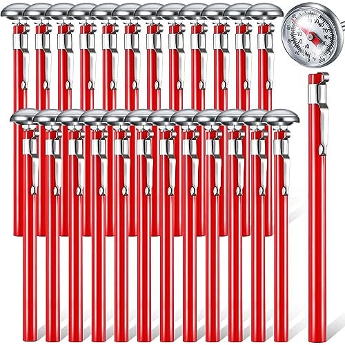 Xuhal Küchenthermometer aus Edelstahl mit 12,7 cm langem Stiel, 2,5 cm Zifferblatt, Milchaufschäumen, Lebensmittelthermometer für Ofen, Sonde, Fleisch, Schaumstoff, Grill, Kochen, Schokolade, Wasser,