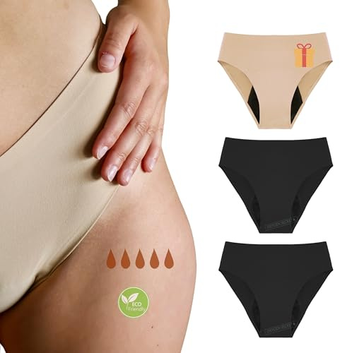 So'Cosy Menstruationsslips Iris 3er-Pack für Frauen | Periodenunterwäsche ultraabsorbierend & unsichtbar | Inkontinenzslips, sexy & bequem | Damen Unterhosen für Starke Blutung