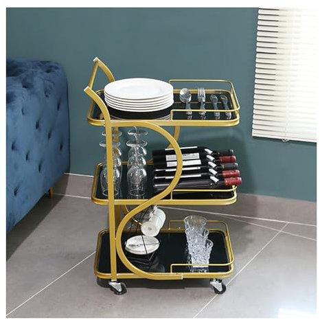 Rangement Bouteille de vin Range Bouteille Chariot à vin de Maison de Voiture à Manger de Fer Mobile Nordique(Color:a,Size:40 * 54 * 84cm)