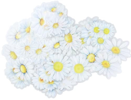 Flower Stickers for Scrapbooking DIY Crafts 50PCS Transparent Self-Adhesive Floral Stickers Waterproof Decorative Aesthetic Stickers for Water Bottle Laptop Greeting Card, White, Daisy
