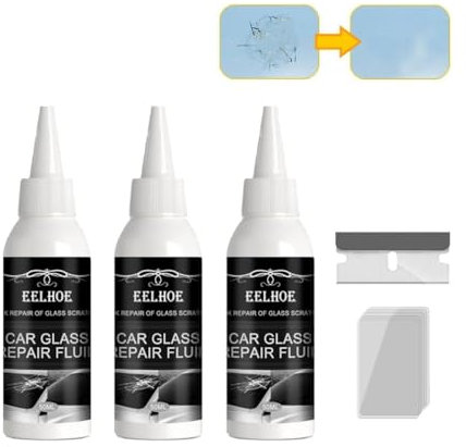 Colle pour Réparer Les Fissures du Pare-Brise, DIY Automotive Nano Fluide De Réparation du Verre, Kit De Réparation Rapide des Fissures, pour Réparer Les Fissures du Pare-Brise De L'auto (3PCS)