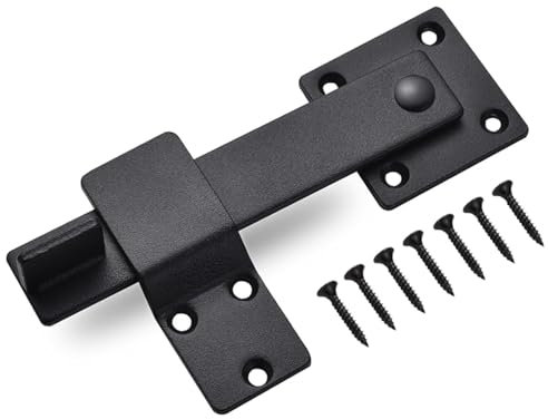 XingFuDM Türriegel Edelstahl schiebetür schloss Torriegel Schlossriegel Verrieglung Schloss TüRschloss InnentüR Flip Latch mit Fester Schraube Bolzenriegel Schwarz 15cm