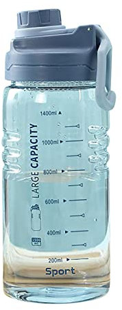 Botella deportiva, 1,5 l, grande, a prueba de fugas, botella de agua de plástico, apta para bebidas con ácido carbónico, botella deportiva para fitness, yoga, gimnasio, bicicleta, aire libre,