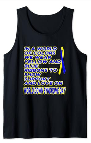 Support & Love: Blaue und gelbe Bänder - Down-Syndrom Tank Top