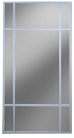 THEROSE Espejo Industrial Estilo Danes, Espejo Aluminio, Espejo Ventana, 160 x 80 cm, Espejo Pared, Espejo probador (Blanco)