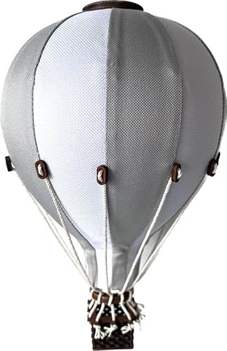 Hot Air Balloon Decor Nursery | Baby Kids Room Hanging Mobile Set (Grey, Medium)