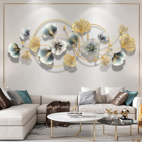 Wanddeko wohnzimmer, wanddeko wohnzimmer modern, Handmade Creative Ginkgo Biloba wohnzimmer wanddeko, wanddeko metall, die im Büro/Wohnzimmer/Schlafzimmer/Hotel/Foyer aufgehängt werden kann (A)