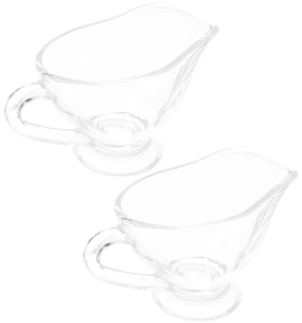 COLLBATH 2stücke Sauciere Aus Glas Mit Griff Soßenbecher Und Portionierer Für Saucen Sirup Milch Und Sahne Für Picknicks Dinnerpartys Und Geburtstagsfeiern