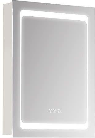 kleankin Armoire Murale Miroir avec éclairage LED Armoire Miroir pour Salle de Bain Armoire de Toilette - Couleurs de lumière réglables - 3 étagères - 50l x 12,5P x 70H cm - argenté