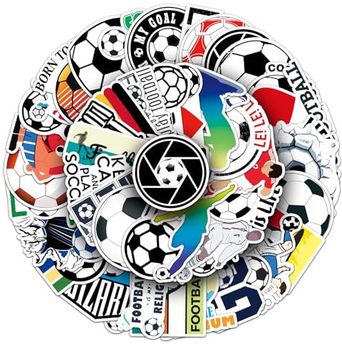 Fußball Aufkleber 50 Stück Skateboard Graffiti Aufkleber Motorräder Fahrrad Snowboard Gepäck Laptop Auto Koffer für Kinder und Jugendliche Wasserdichte Vinyl Aufkleber Soccer Stickers