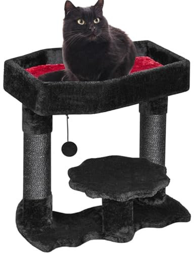Coffin Cat Tree Gothic Cat Tree with Coffin Cat Bed Halloween Black Cat Tree Tower with Sisal Scratching Posts & Spider Toy Cat 20 In Tall Towers with Soft Cat Bed Halloween Pet Furniture