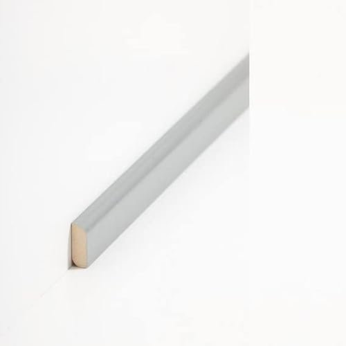 PROVISTON Lot de 10 baguettes de recouvrement en bois massif - 8 x 22 x 2000 mm - Gris - À coller, clips, vis et clous - Plinthes
