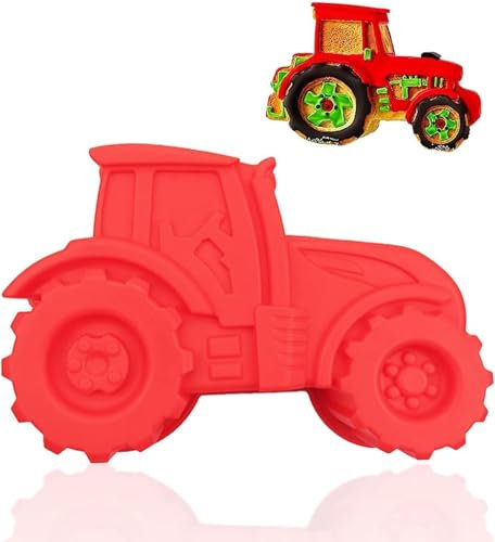 STOUCLA Traktor Backform, Traktor Silikon, Desserts Verwendet Werden, Backformen, Kann für Kuchen,DIY Auto Kuchenform, Brote, Rot