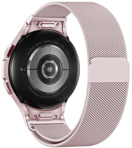 Faliogo Bracelet en métal pour Samsung Galaxy Watch 7/6/5/4 FE - Bracelet magnétique sans espace - 40 mm/44 mm/45 mm/43 mm/47 mm - Rose