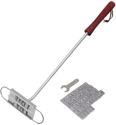 BBQ-Fleischbrandeisen Grill – BBQ-Brandeisen – Grilleisen mit langem Holzgriff, hitzebeständig – austauschbare Buchstabenmarke „Steak“ mit Ihrem Namen – personalisiertes Grillfleisch, Grillzubehör – G