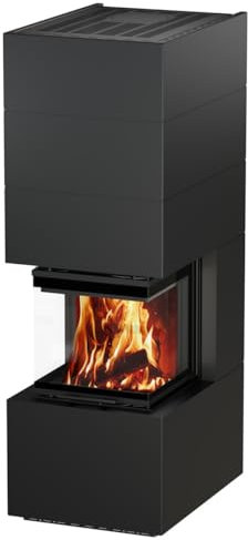 H&M Ready Uh 500/500 STYLE Stahl titan lackiert 3-Seitiger Kaminbausatz abnehmbare segmentierte Stahlverkleidung 11kw hochschiebbare Tür Bauart 2 fertig montiert ohne Mauern oder Verputzen